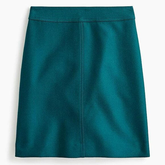NWT J.Crew Princess mini skirt in double-serge wool in Academic Green 4 - Picture 1 of 5